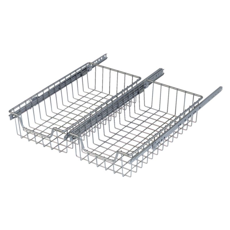Unbranded Wide Wire Storage Baskets Silver Effect (Pack Of 2) (H)300mm