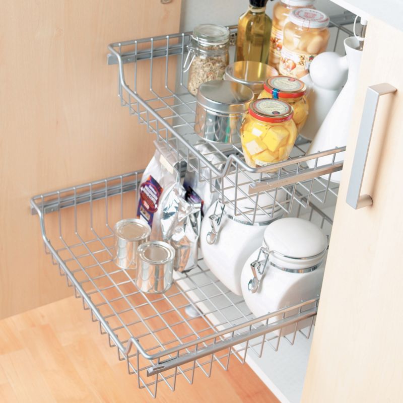 Unit Storage Baskets Wire Silver Effect (H)500mm