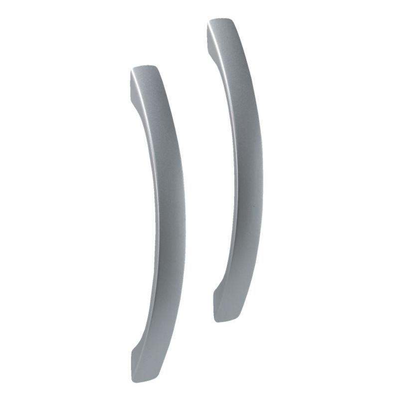 BandQ Modern Wide Bow Handles Matt Aluminium Effect 195mm Pack of 2