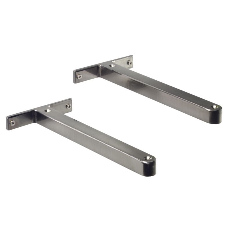 BandQ Modern Cast Shelf Brackets Brushed Nickel Pack of 2