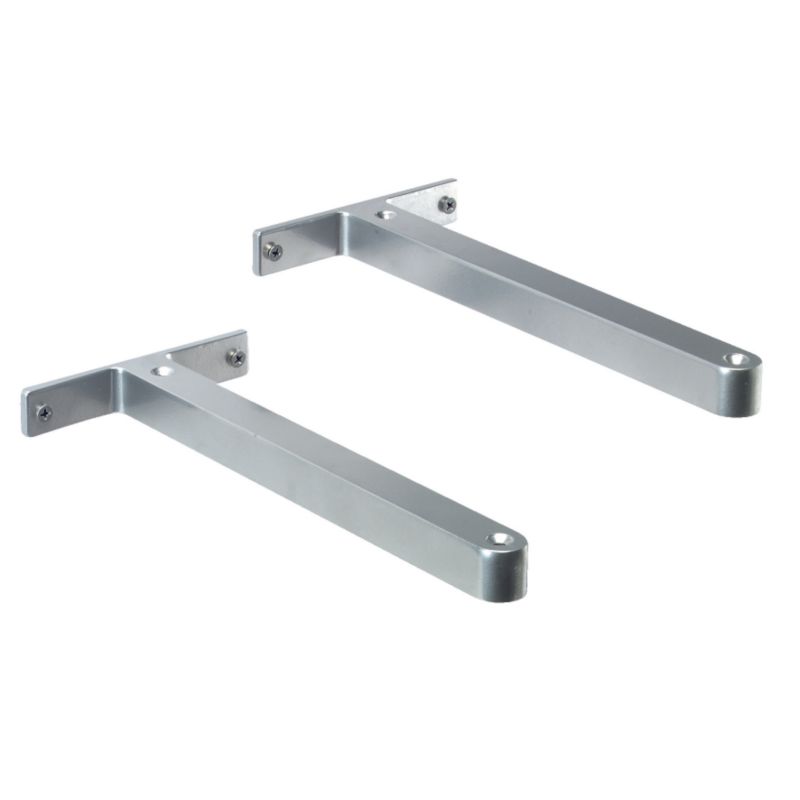 BandQ Modern Cast Shelf Brackets Aluminium Finish Pack of 2