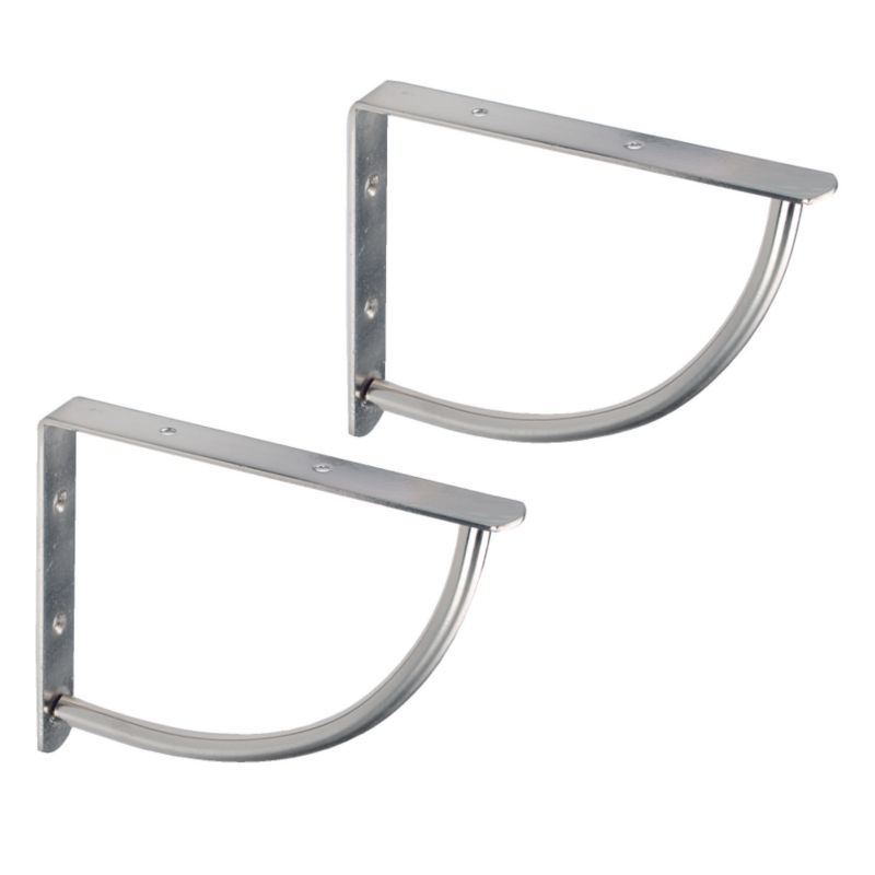 BandQ Modern Curved Rod Shelf Bracket Brushed Nickel Pack of 2