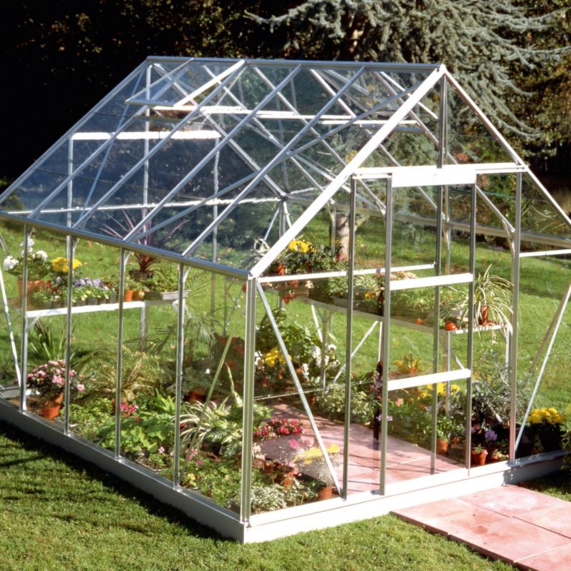 BandQ 10 x 8 Single Door Aluminium Greenhouse With Toughened Glass and Base