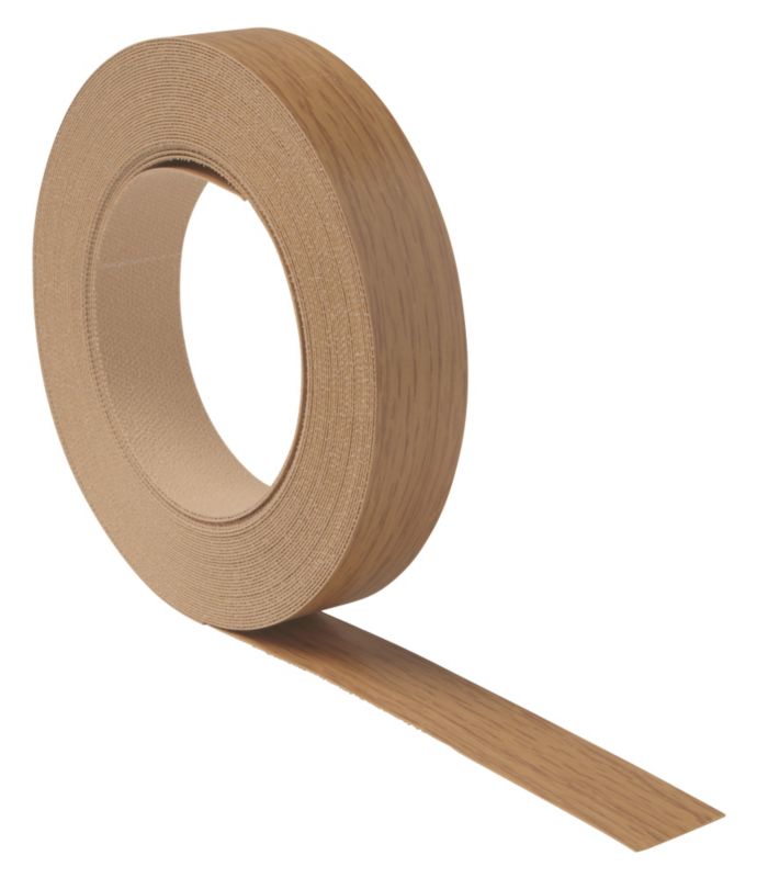 BandQ Iron On Edging Tape Oak Style (L)10m x (W)21mm