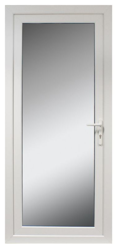 PVCu Entrance Door Left Hand White with Clear Glass (H)2085 x (W)840 x (D)60mm