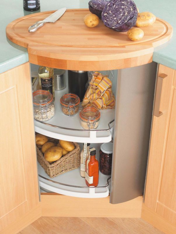 Unbranded Circular Revolving Corner Unit with Built In Carousel with Stainless Steel Door