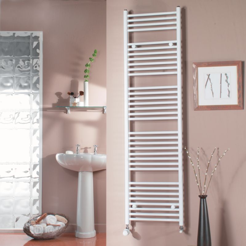 BandQ Ladder Decorative Towel Warmer 1898 BTU White (H)1674 x (W)450mm