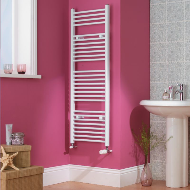 BandQ Ladder Towel Radiator 1500 BTU White (H)1324 x (W)450mm