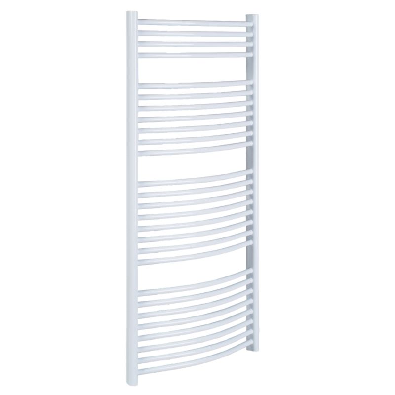 BandQ Curved Decorative Towel Warmer 1899 BTU White (H)1324 x (W)600mm