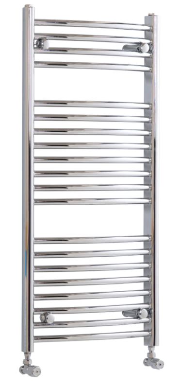 BandQ Curved Towel Warmer 1027 BTU Chrome Coloured (H)974 x (W)450mm