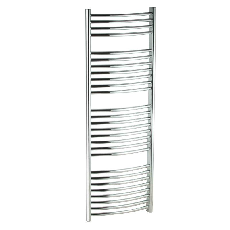 BandQ Curved Towel Radiator 1395 BTU Chrome Coloured (H)1324 x (W)450mm