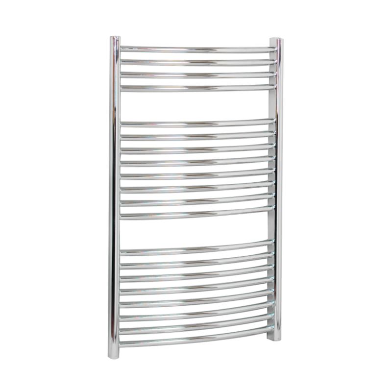 BandQ Curved Towel Radiator 1301 BTU Chrome Coloured (H)974 x (W)600mm