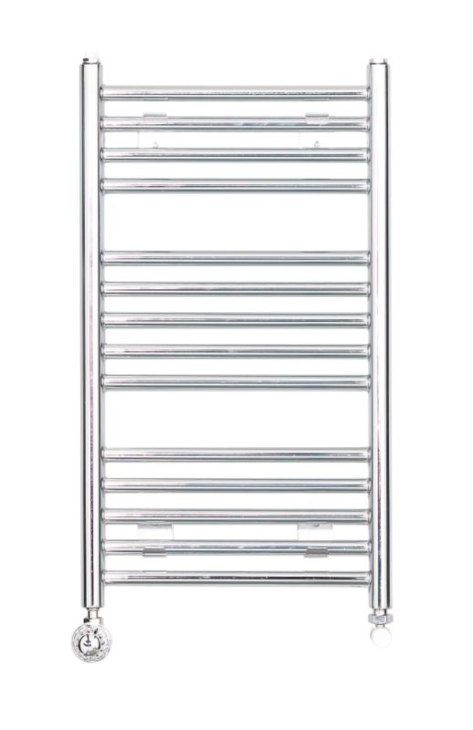 BandQ Mini Ladder Towel Warmer 816 BTU Chrome Coloured (H)700 x (W)400mm