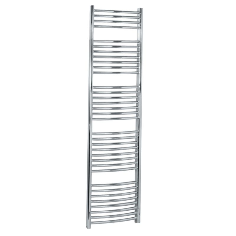 BandQ Curved Decorative Towel Warmer 1765 BTU Chrome Coloured (H)1674 x (W)450mm