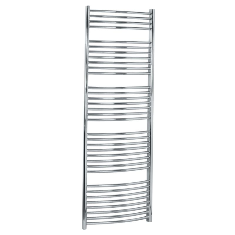 BandQ Curved Decorative Towel Warmer Chrome Coloured (H)1674 x (W)600mm