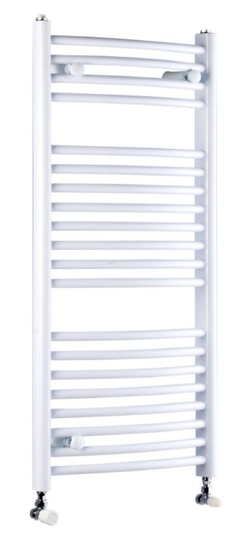 BandQ Curved Towel Warmer 1104 BTU White (H)974 x (W)450mm