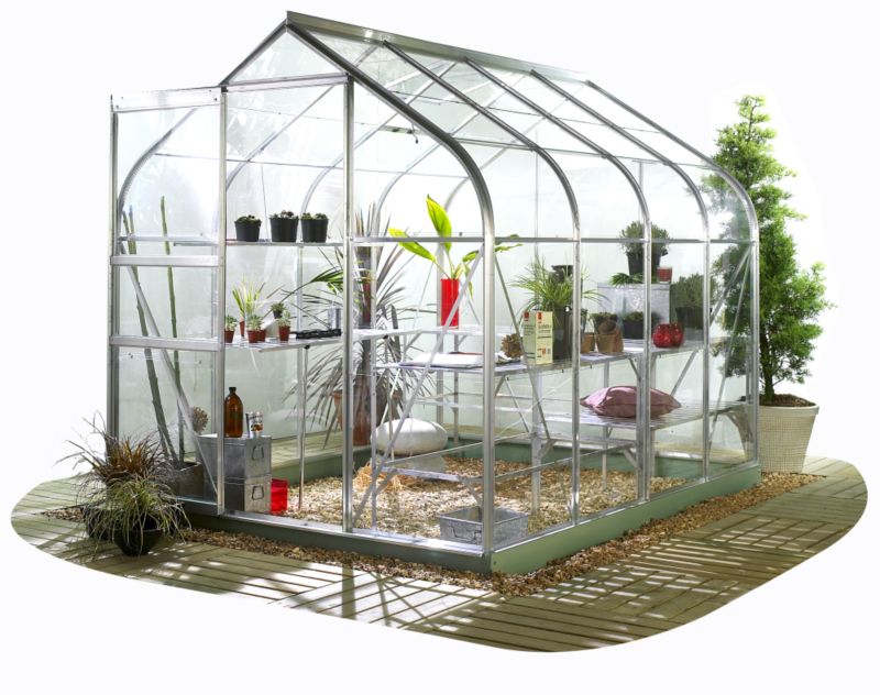 8 x 6 Curved Short Pane Greenhouse With Horticultural Glass & Base Green Painted Finish