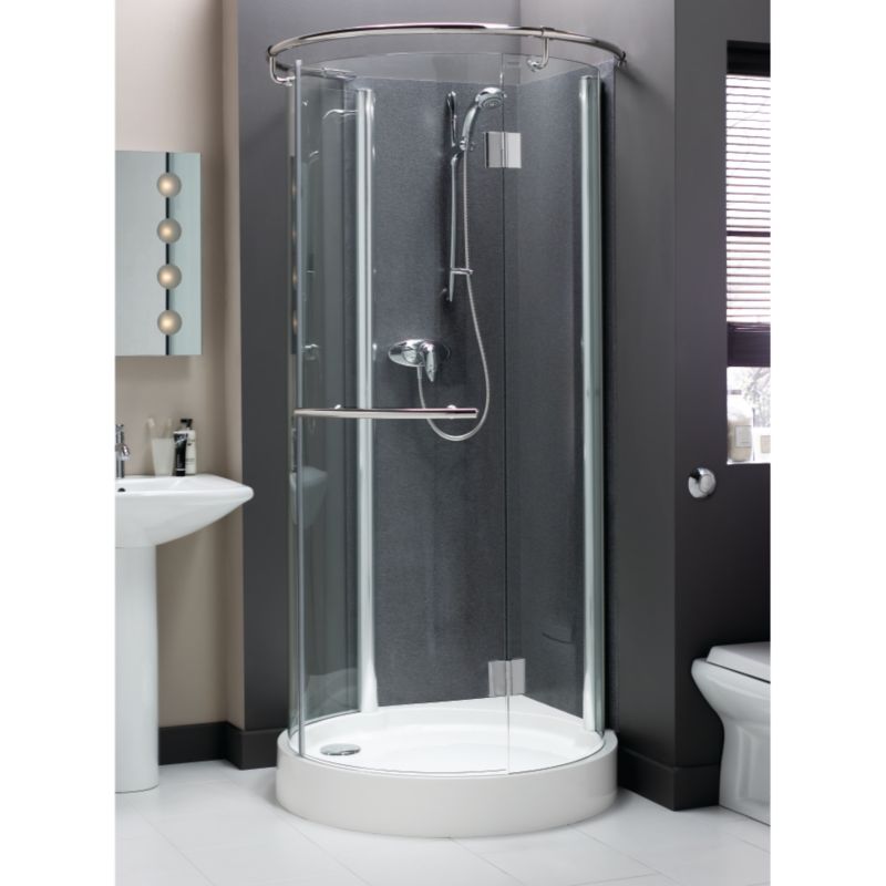 Zone Circular Shower Enclosure Silver Effect (L)950 x (W)950mm