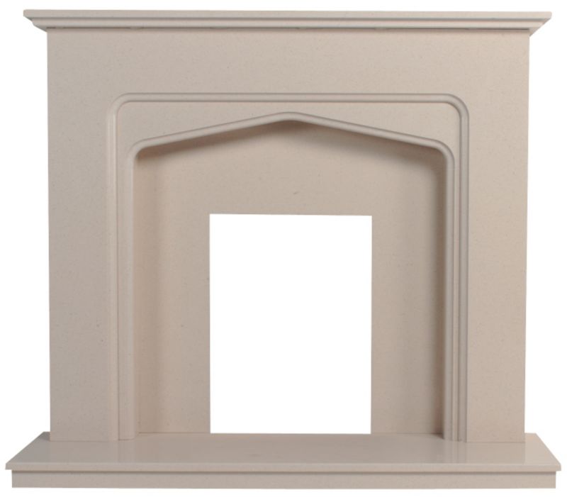 Marfil micro marble surround complete with back panel and hearth, External Dimensions: (H)1135mm x (W)1295mm x (D)175mm, Internal Dimensions: (H)820mm x (W)796mm, External Leg Width: 1196mm, Hearth Dimensions: (H)1295 x (D)405mm, Rebated: 25mm, Micro marble is made from small pieces of real marble finely crushed and bonded together