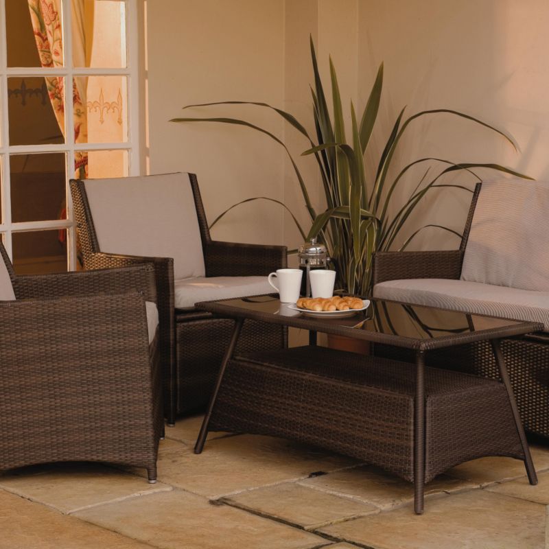 Ascot Chocolate Rattan Coffee Set