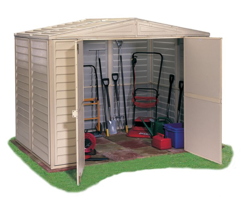 Duramax Duramate Apex Vinyl Shed and Foundation Kit Cream 5 x 8
