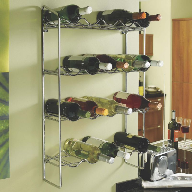 it Kitchens 500mm Wall Mounted Wine Rack Chrome Effect