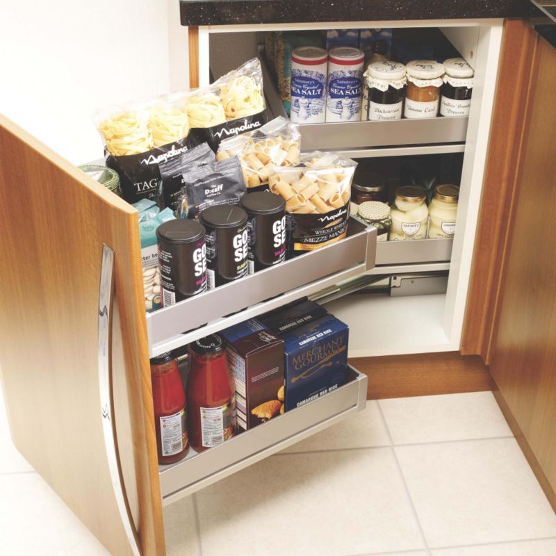 it Kitchens Pull And Swing Corner Unit Left Hand Metallic Effect