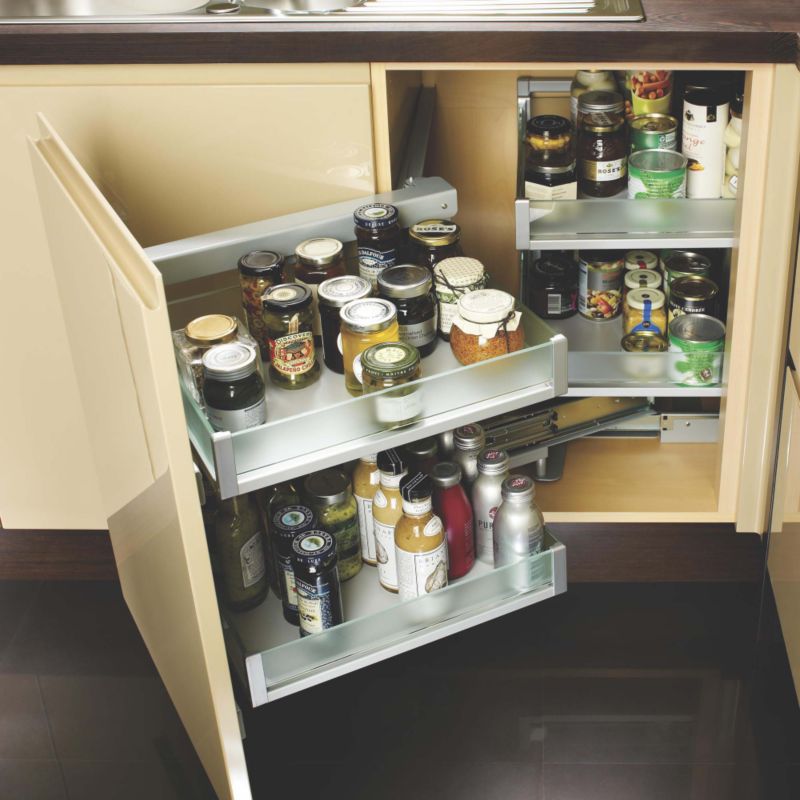 Select Kitchens Duetto Pull And Swing Corner Unit Left Hand Glass