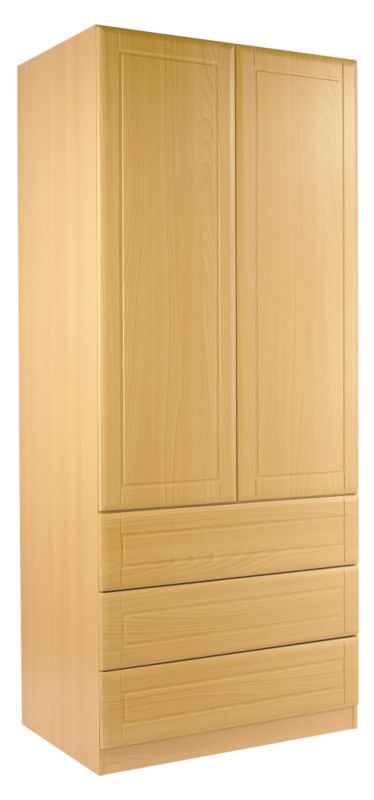 Unbranded Contemporary 3 Drawer Wardrobe (Contemporary Linen Press) Beech