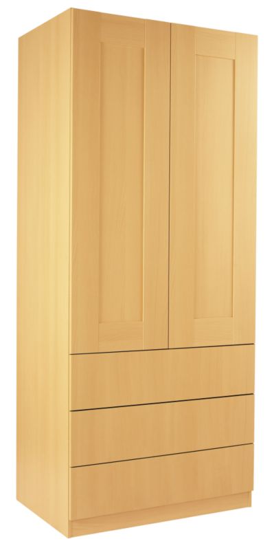 Unbranded Shaker 3 Drawer Wardrobe (Contemporary Linen Press) Beech