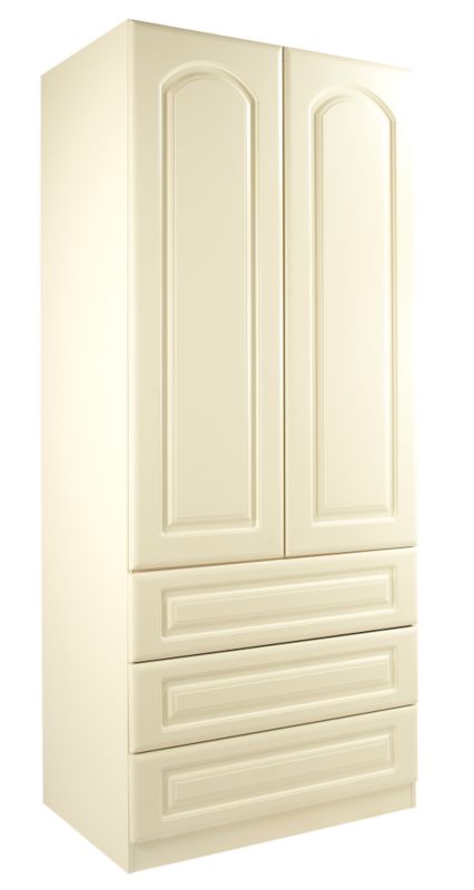 3 Drawer Wardrobe (Contemporary Linen Press) Cream