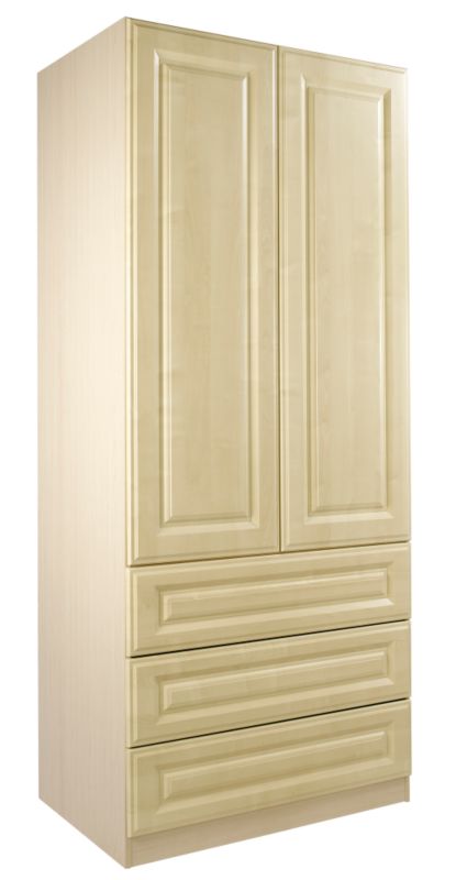 traditional 3 Drawer Wardrobe (Contemporary Linen Press) Maple