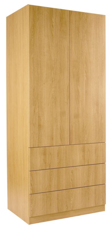 Unbranded Contemporary 3 Drawer Wardrobe (Contemporary Linen Press) Oak