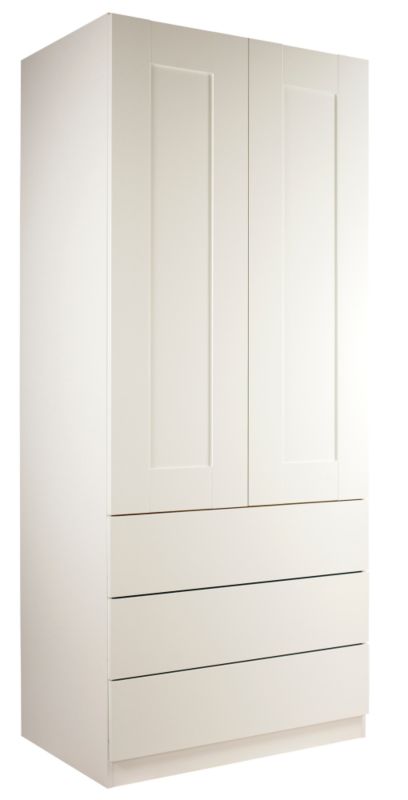Unbranded Shaker 3 Drawer Wardrobe (Contemporary Linen Press) White