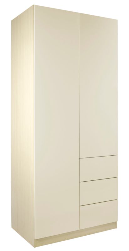 designer High Gloss Double Combi Wardrobe Maple and Vanilla Gloss