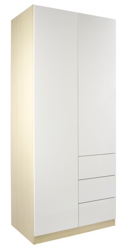 designer High Gloss Double Combi Wardrobe Maple and White Gloss