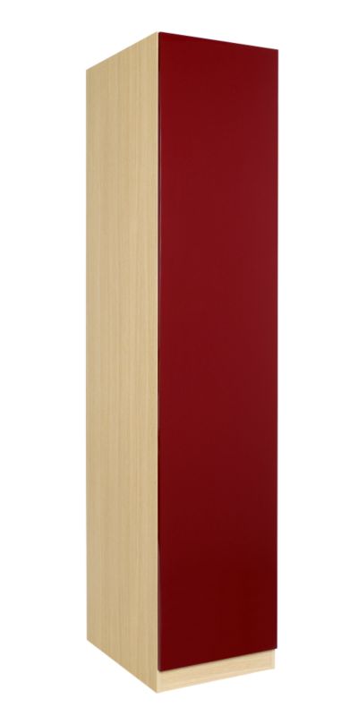 designer Single Wardrobe Ferrara Oak and Burgundy Gloss