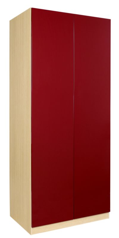 designer Double Wardrobe Ferrara Oak and Burgundy Gloss