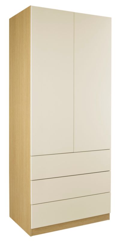 High Gloss 3 Drawer Wardrobe (Contemporary Linen Press) Ferrara Oak and Vanilla Gloss