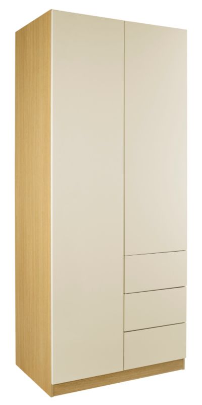 High Gloss Double Combi Wardrobe Ferrara Oak and Vanilla Gloss