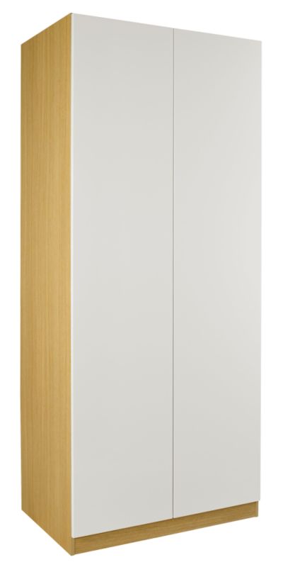 designer Double Wardrobe Ferrara Oak and White Gloss