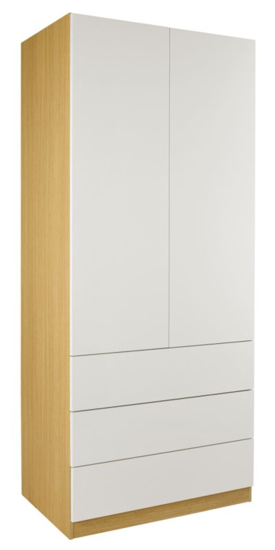 High Gloss 3 Drawer Wardrobe (Contemporary Linen Press) Ferrara Oak and White Gloss