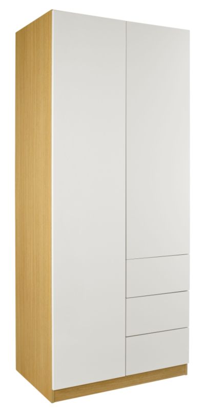 designer Double Combi Wardrobe Ferrara Oak and White Gloss