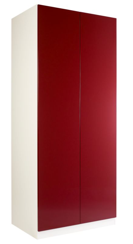 designer Double Wardrobe White and Burgundy Gloss