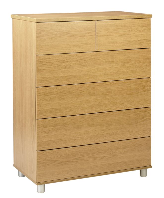 Unbranded Contemporary 2 Over 4 Drawer Chest Oak