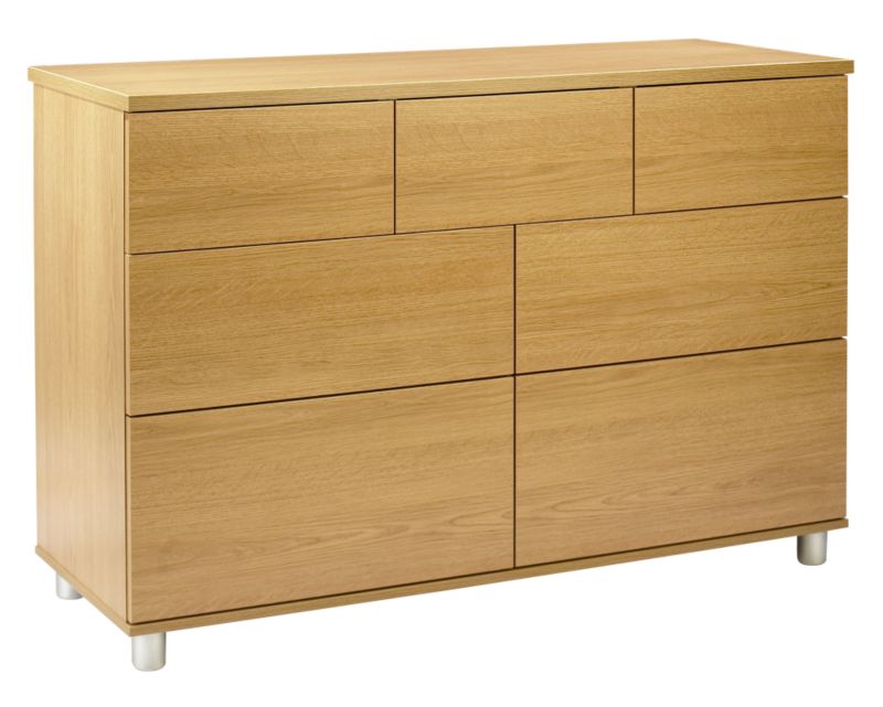 Contemporary 3 Over 4 Drawer Chest Oak