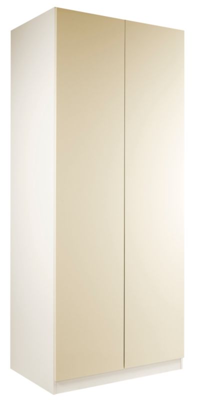 designer Double Wardrobe White and Vanilla Gloss