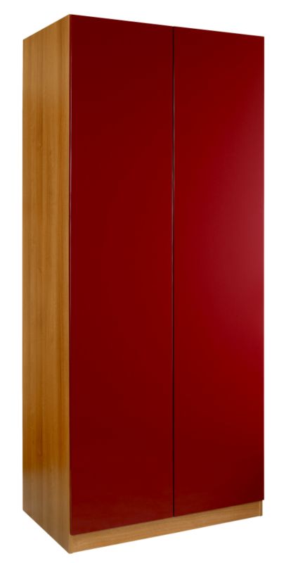 designer Double Wardrobe Walnut and Burgundy Gloss