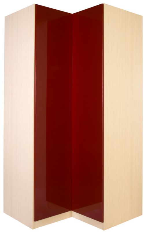 designer Corner Wardrobe Maple and Burgundy Gloss