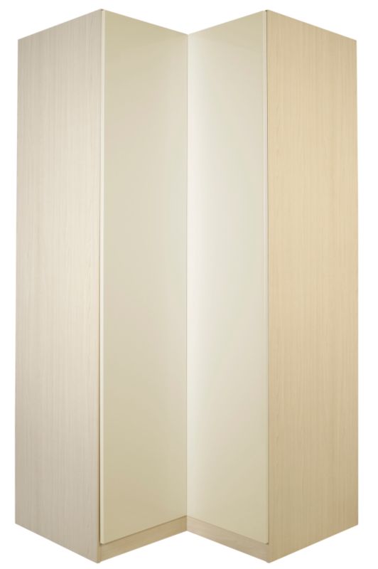 designer Corner Wardrobe Maple and Vanilla Gloss